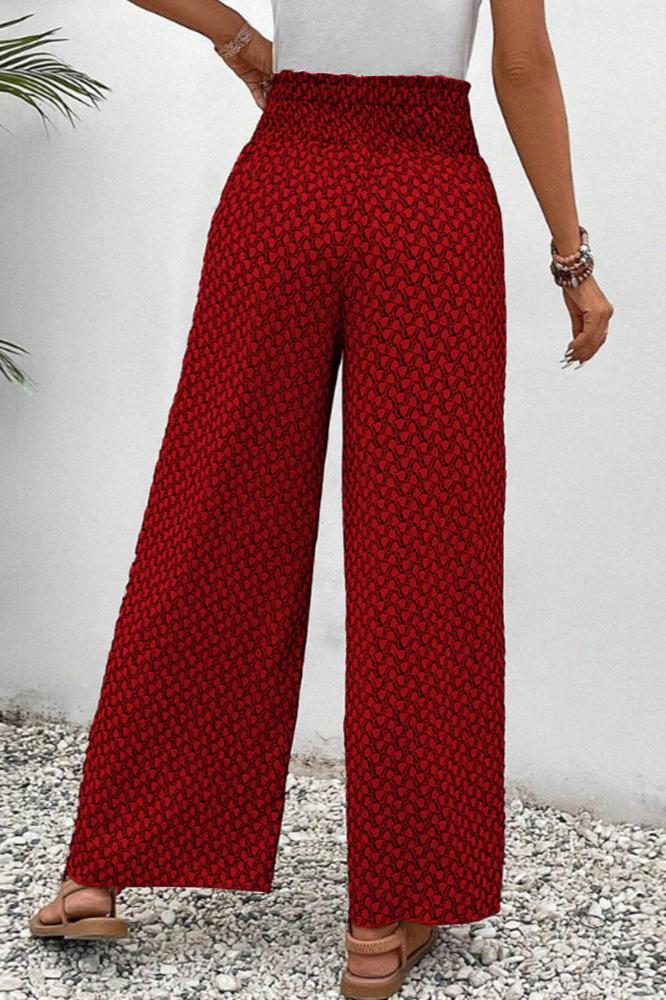 Brit & Boho™️ | Lunara | Women's Wide-Leg Trousers in Geometric Print sadiluxe