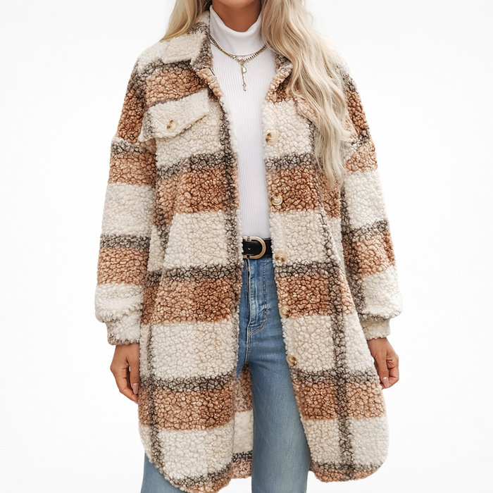 Brit & Boho™ | Mila Checked Jacket with Lapel Collar
