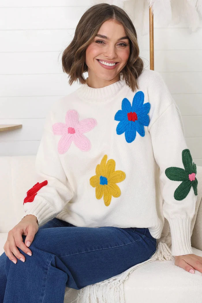 Brit & Boho™ | Priscilla Modern floral sweater Brit & Boho | Fashion & Boutique