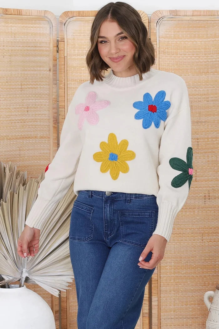 Brit & Boho™ | Priscilla Modern floral sweater Brit & Boho | Fashion & Boutique