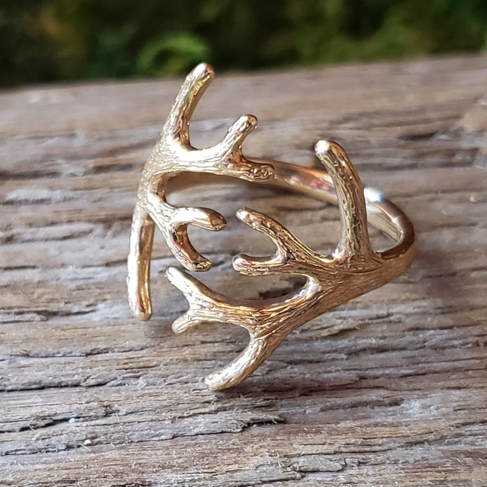 Bronze Adjustable Antler Ring
