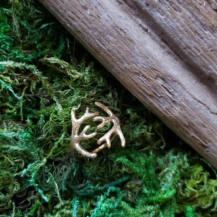 Bronze Adjustable Antler Ring