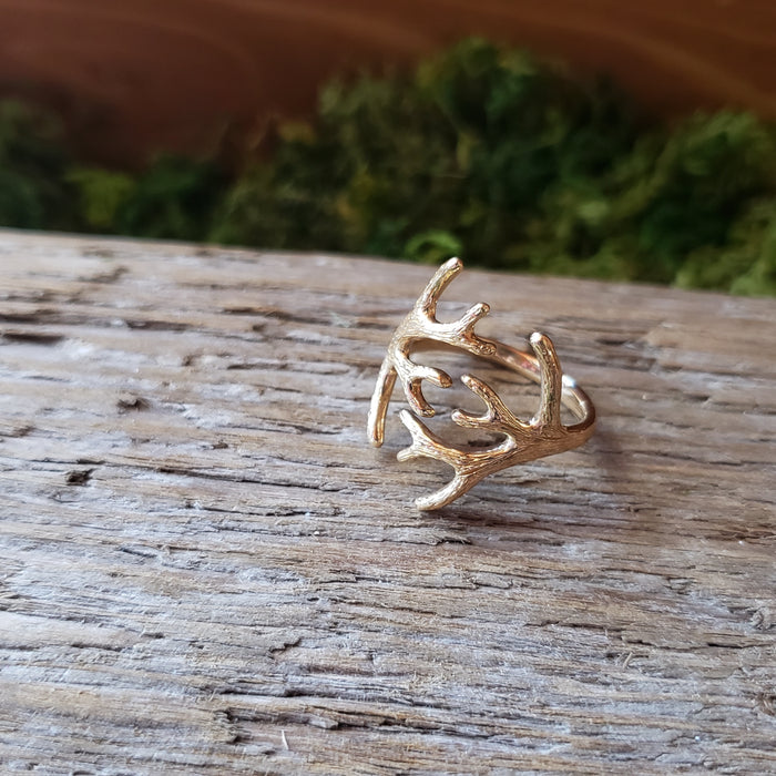 Bronze Adjustable Antler Ring