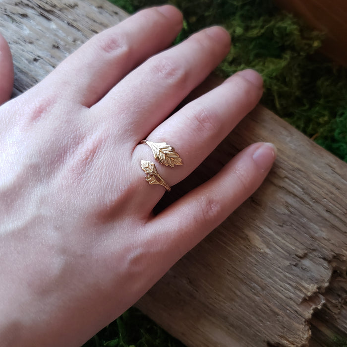 Bronze Adjustable Leaf Ring