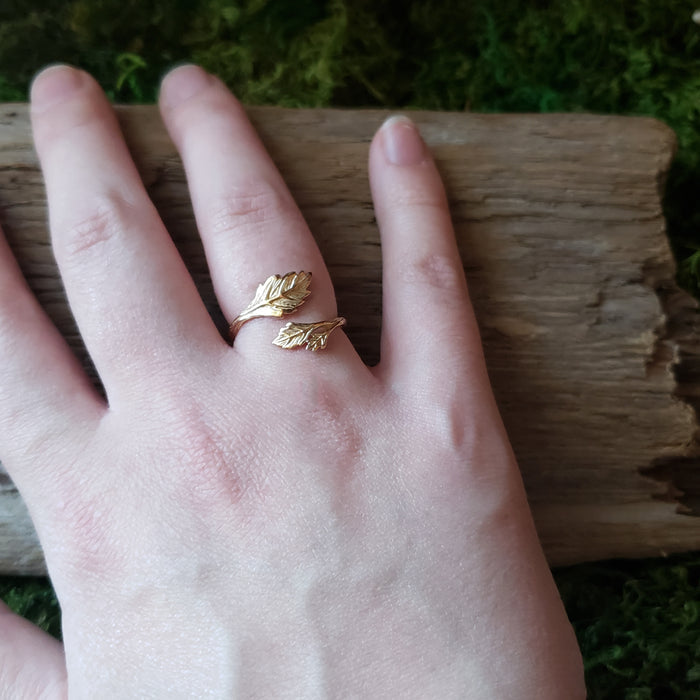 Bronze Adjustable Leaf Ring