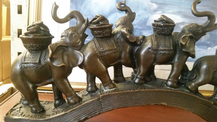 Bronze Figurine - 5 Elephant on Dollars Bridge-Jantiques LLC.