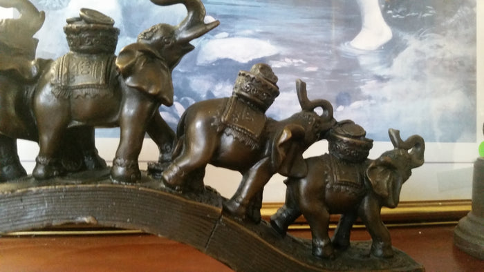 Bronze Figurine - 5 Elephant on Dollars Bridge-Jantiques LLC.
