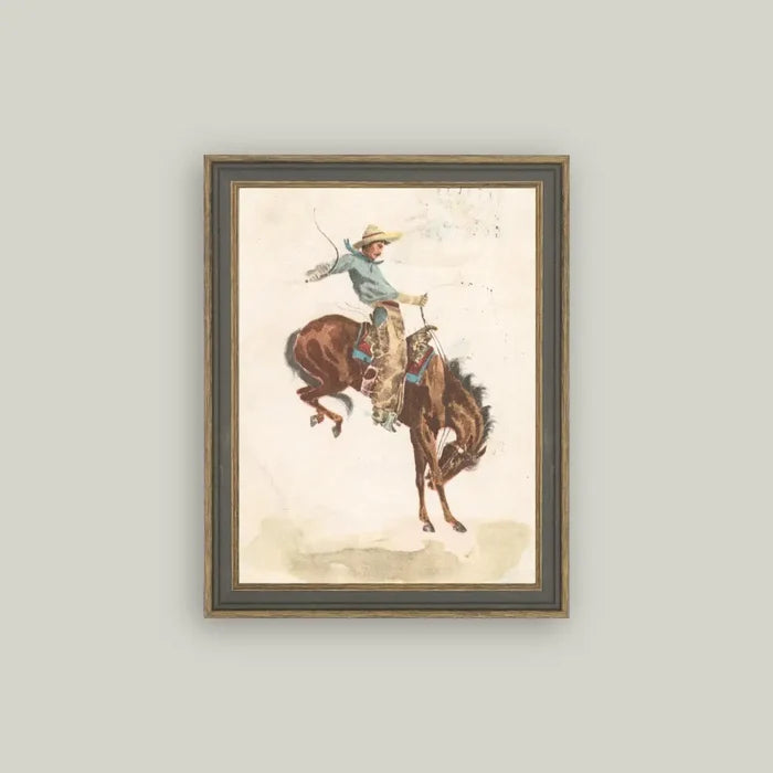 Bucking Bronco Framed Art 7x9