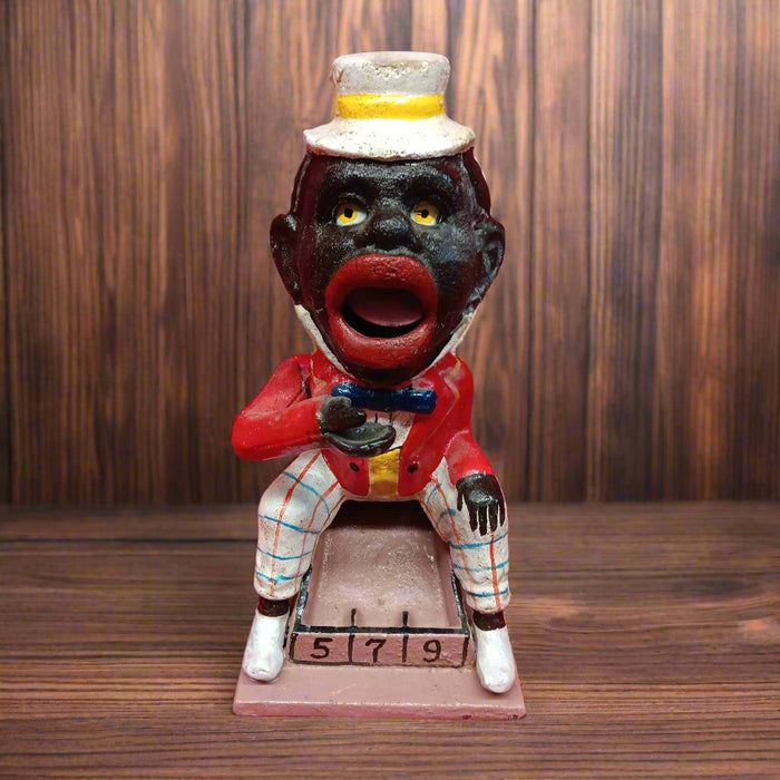 Cast Iron Mechanical Bank - Americana Top Hat Man Marble Game-Jantiques LLC.