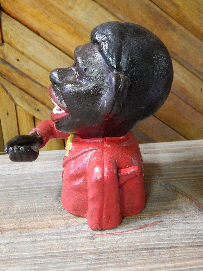 Cast Iron Mechanism Bank - Jolly Red-Jantiques LLC.