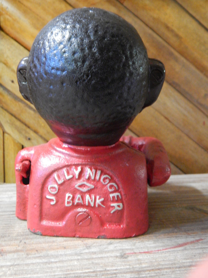 Cast Iron Mechanism Bank - Jolly Red-Jantiques LLC.
