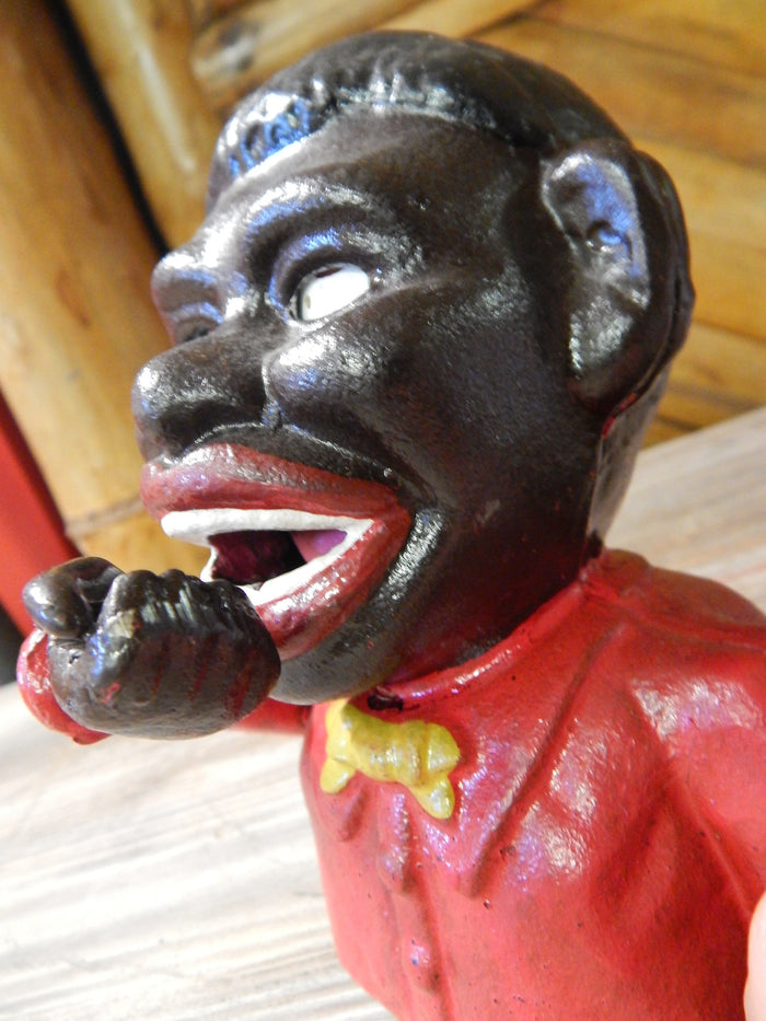 Cast Iron Mechanism Bank - Jolly Red-Jantiques LLC.