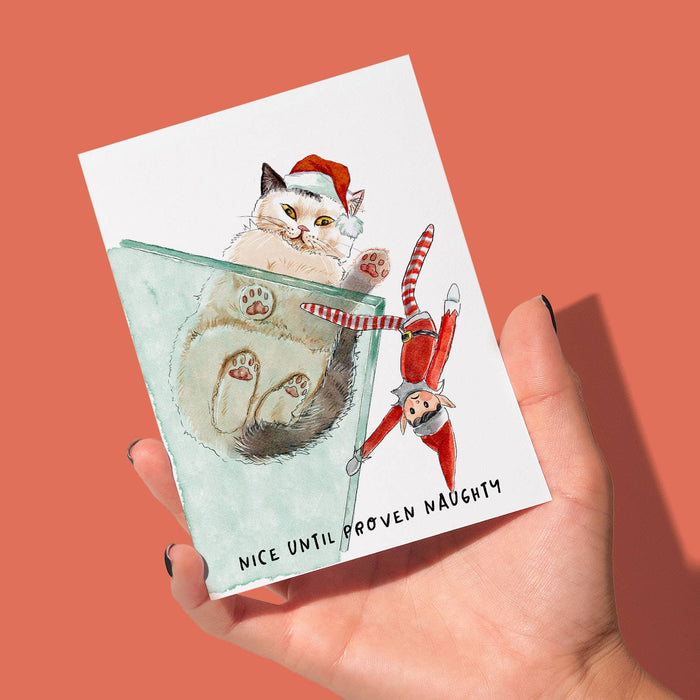 Cats VS Elf - Funny Christmas Card
