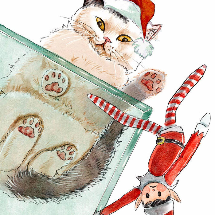 Cats VS Elf - Funny Christmas Card