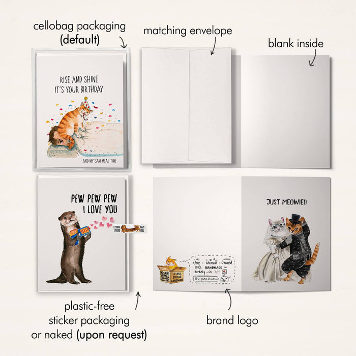 Cats VS Elf - Funny Christmas Card