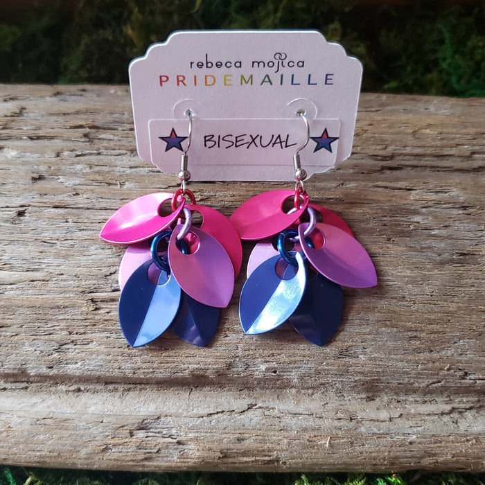 Chainmail Bisexual Cascading Scale Earrings