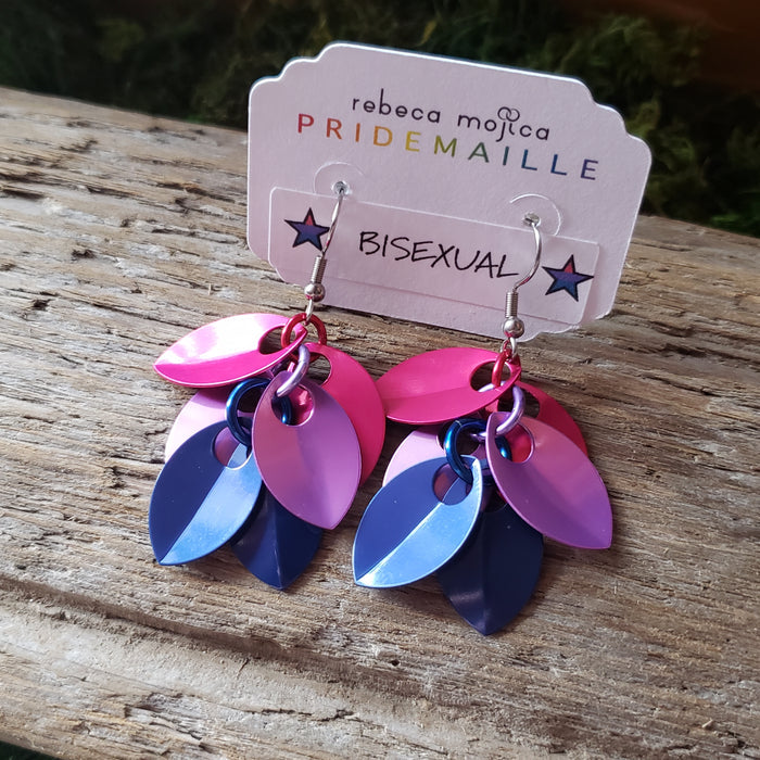 Chainmail Bisexual Cascading Scale Earrings
