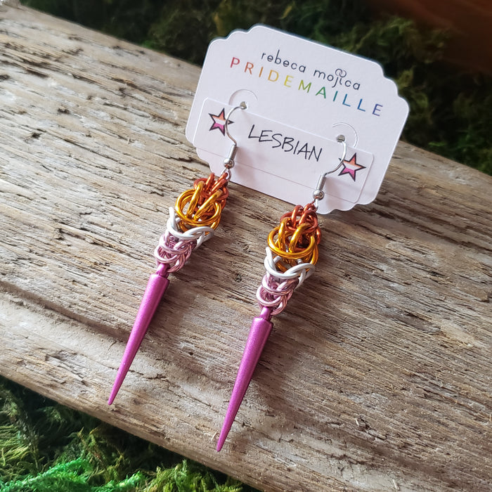 Chainmail Lesbian Spike Earrings