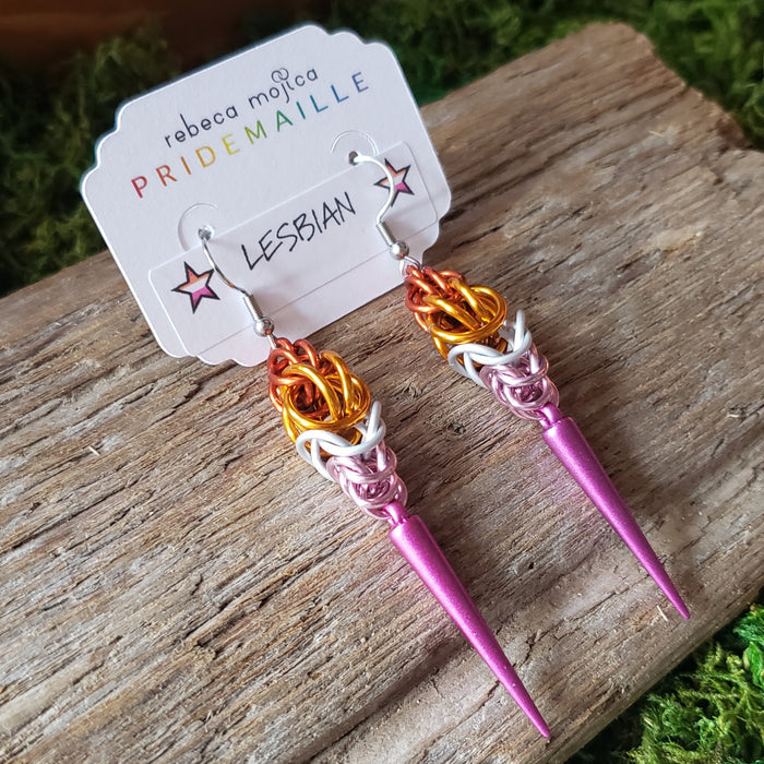 Chainmail Lesbian Spike Earrings