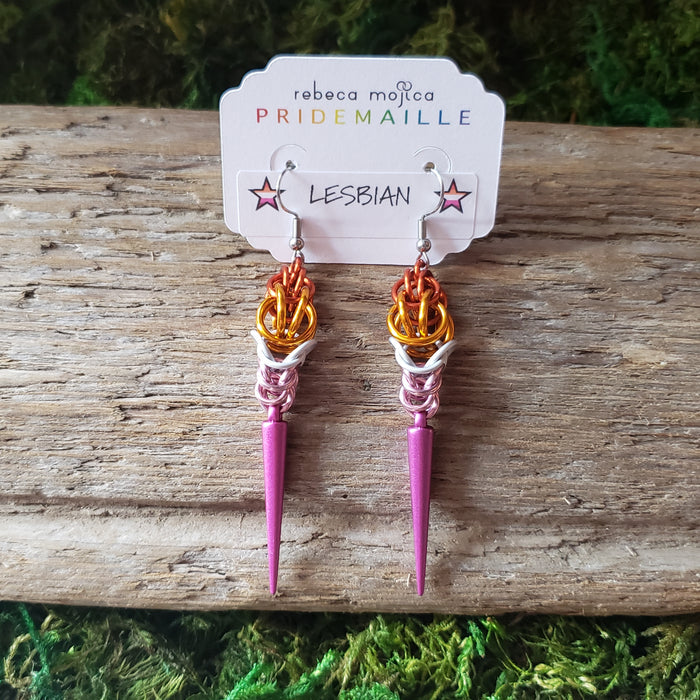 Chainmail Lesbian Spike Earrings