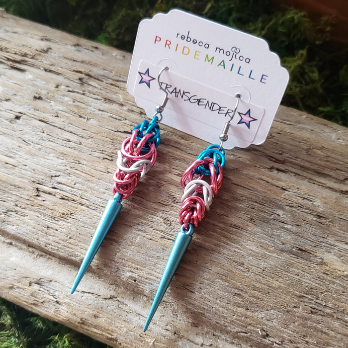 Chainmail Transgender Spike Earrings