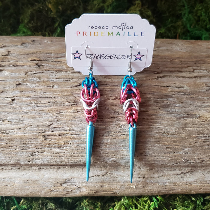Chainmail Transgender Spike Earrings