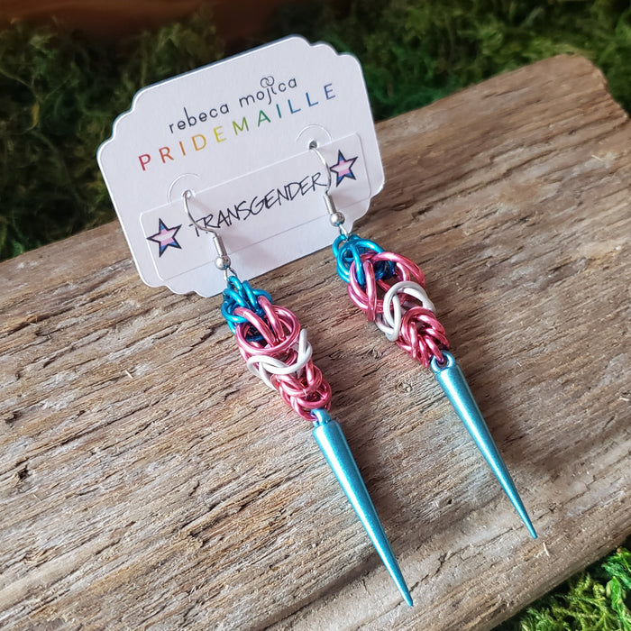 Chainmail Transgender Spike Earrings