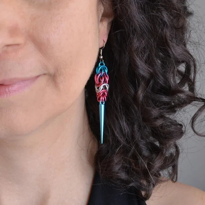 Chainmail Transgender Spike Earrings
