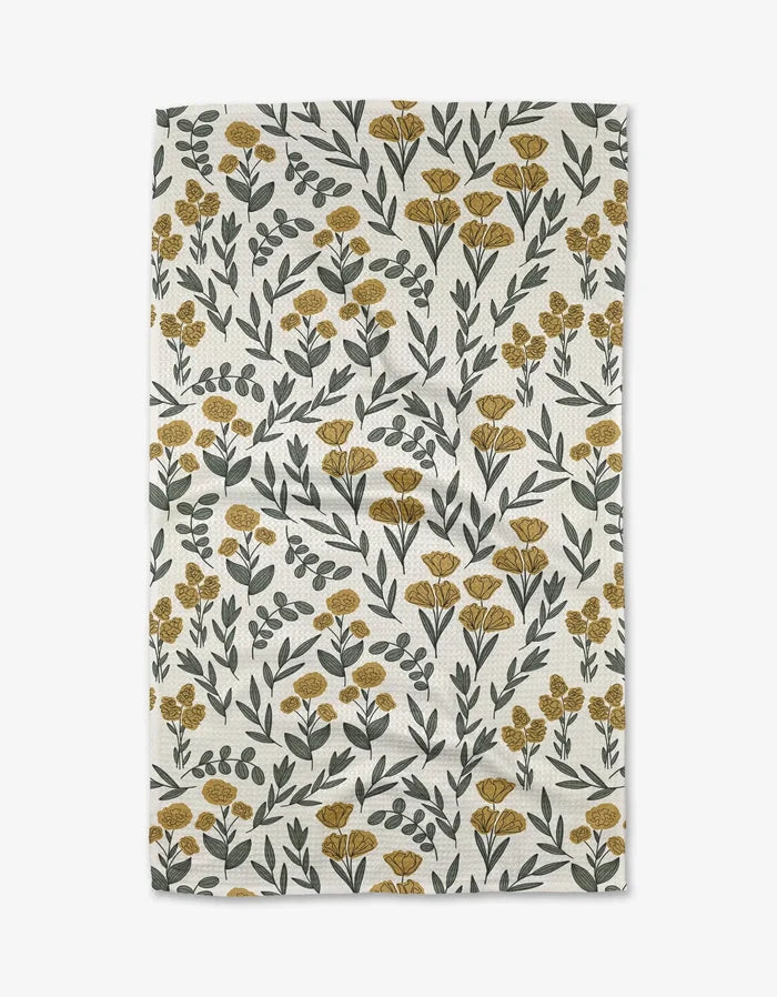 Floral patterned towel on a white background