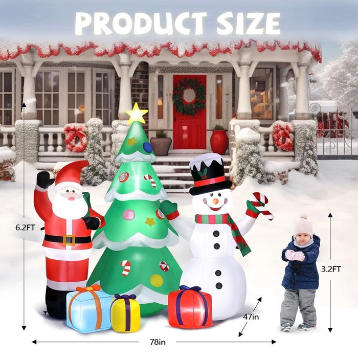 Christmas Inflatable Santa Snowman Tree Outdoor Decor LED Light