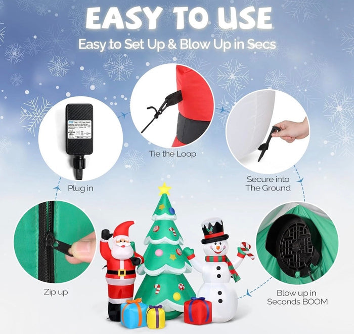 Christmas Inflatable Santa Snowman Tree Outdoor Decor LED Light