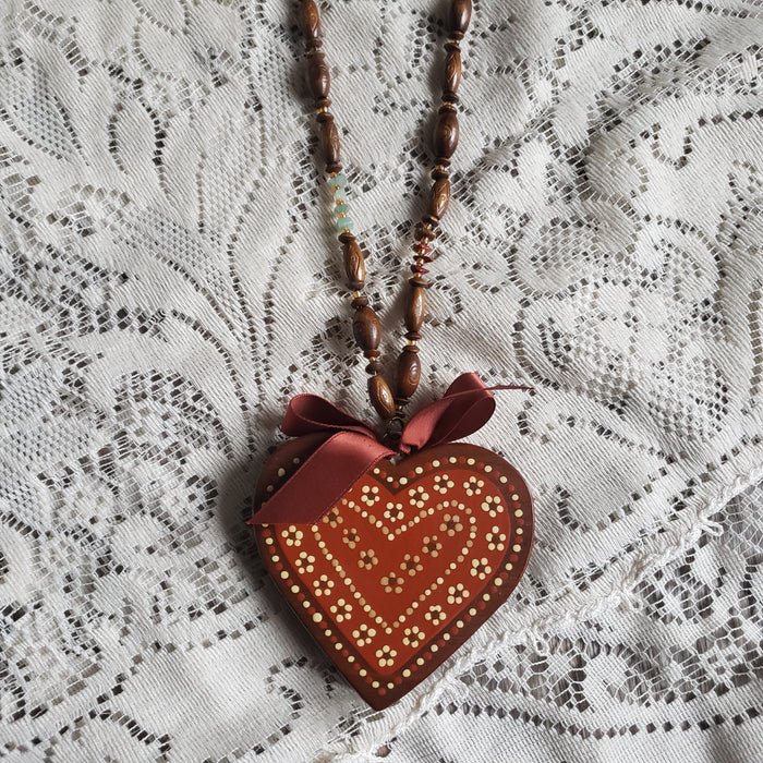 Chunky Wooden Heart Necklace