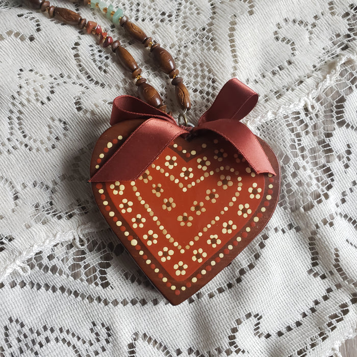 Chunky Wooden Heart Necklace
