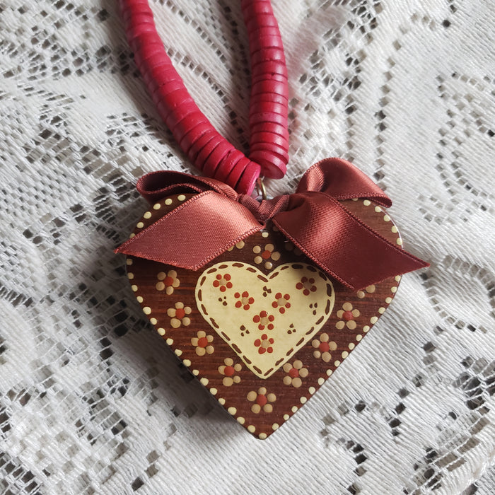 Chunky Wooden Heart Necklace