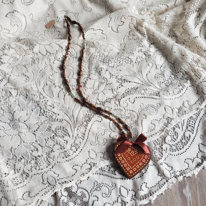 Chunky Wooden Heart Necklace