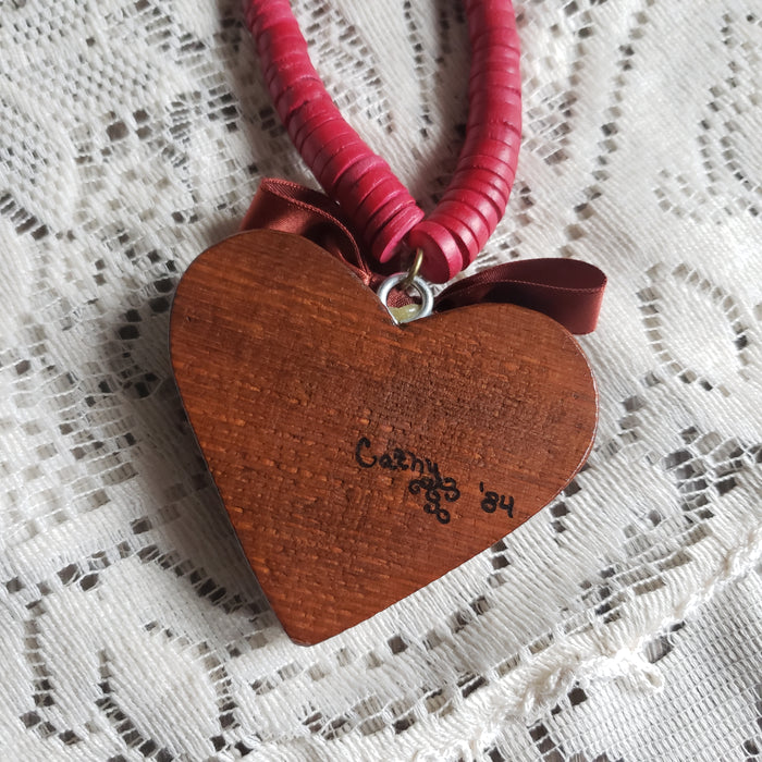 Chunky Wooden Heart Necklace