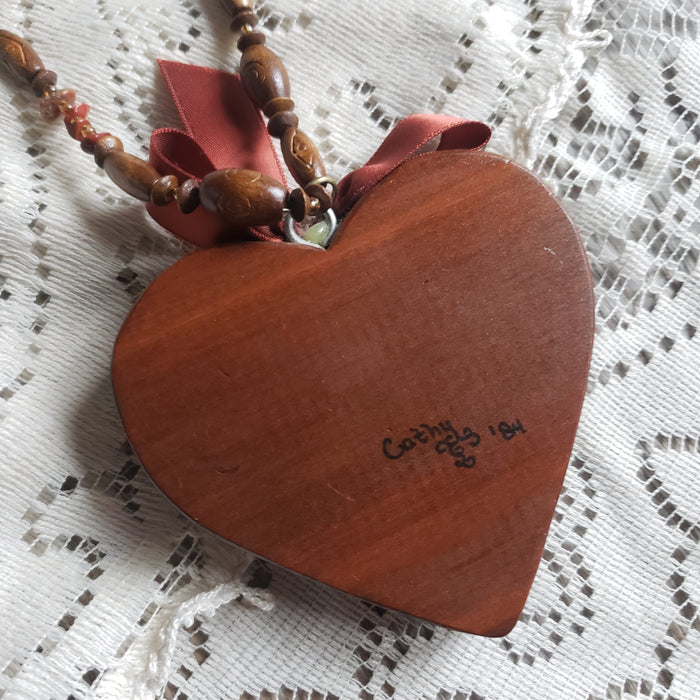Chunky Wooden Heart Necklace