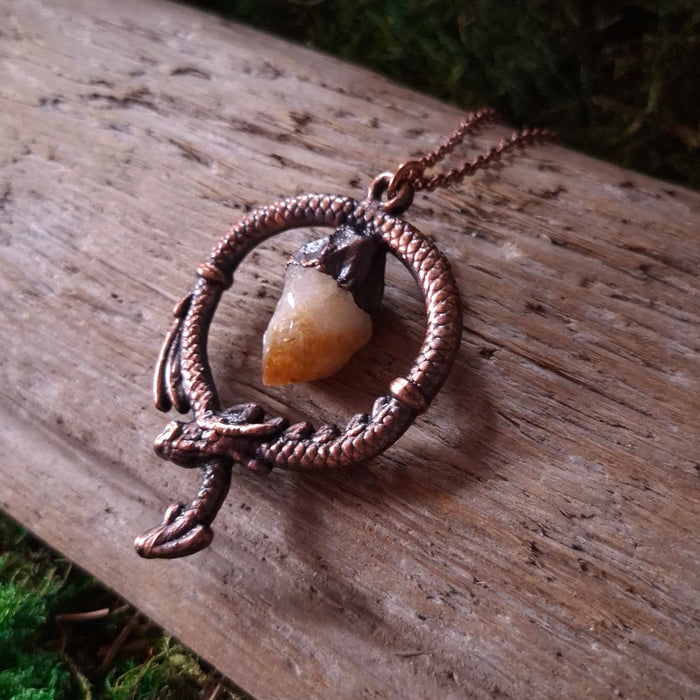 Citrine Dragon Medallion Necklace