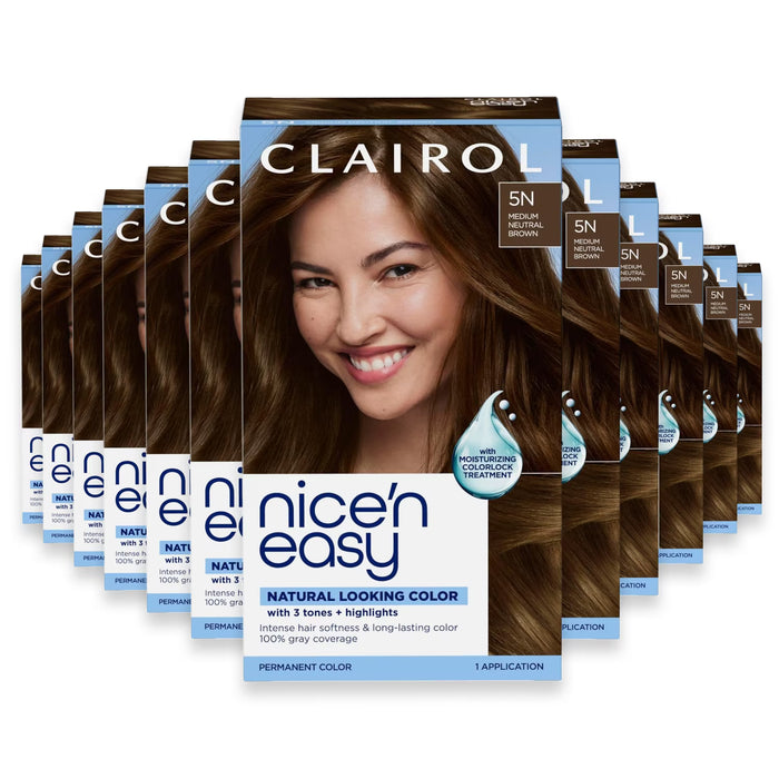 Clairol Nice'n Easy Permanent Hair Color 5N Medium Neutral Brown - 12 Pack