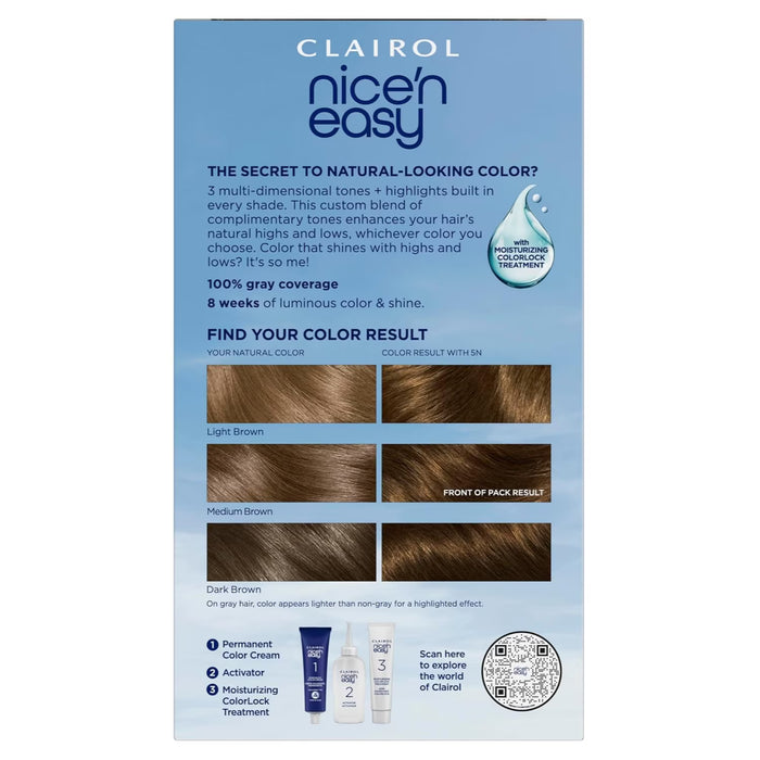 Clairol Nice'n Easy Permanent Hair Color 5N Medium Neutral Brown - 12 Pack