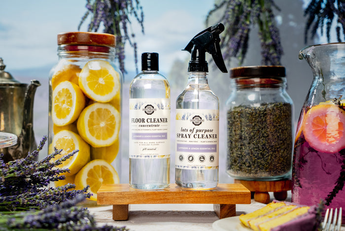 Rustic Strength - photoshoot image of 16 oz each Lavender & Lemon Floor Cleaner and Lots of Purpose Spray Cleaner