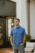 Clear Blue Textured Short-Sleeve Shirt