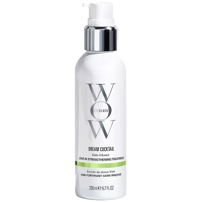 Color Wow Dream Cocktail Kale Infused leave-in hair treatment in a 200ml bottle, designed to strengthen and nourish hair.