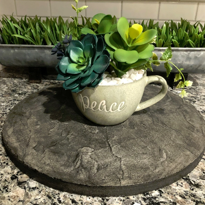 Rustic Strength, Concrete Lazy Susan, Charcoal 15" diameter
