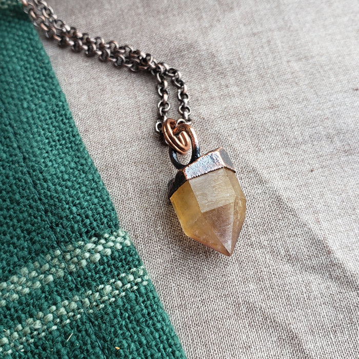 Copper Citrine Point Pendant
