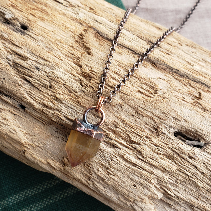 Copper Citrine Point Pendant