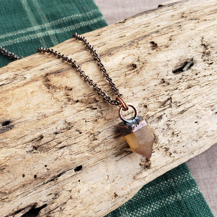 Copper Citrine Point Pendant