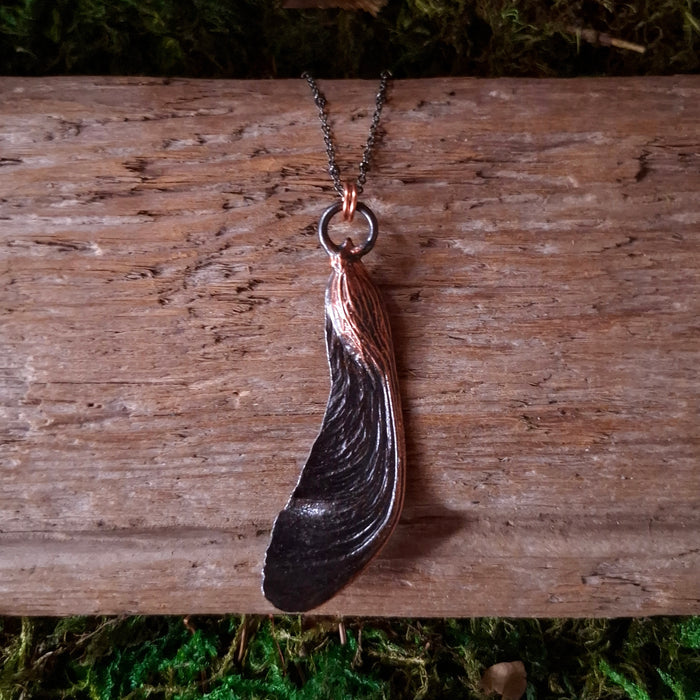 Copper Maple Seed Half Pendant