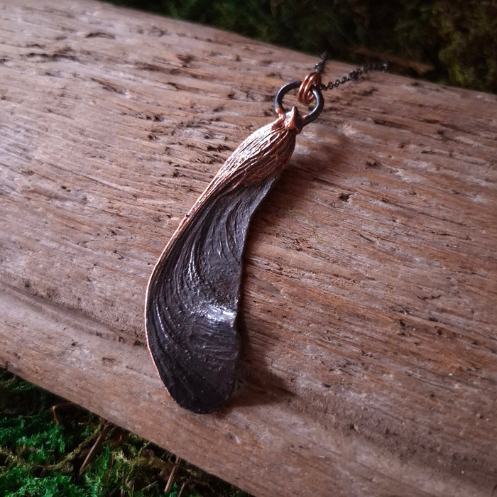 Copper Maple Seed Half Pendant