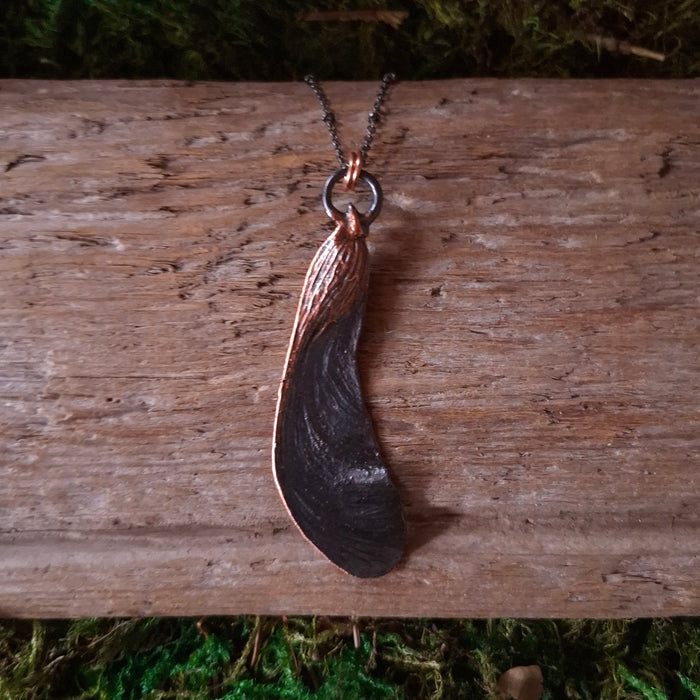Copper Maple Seed Half Pendant